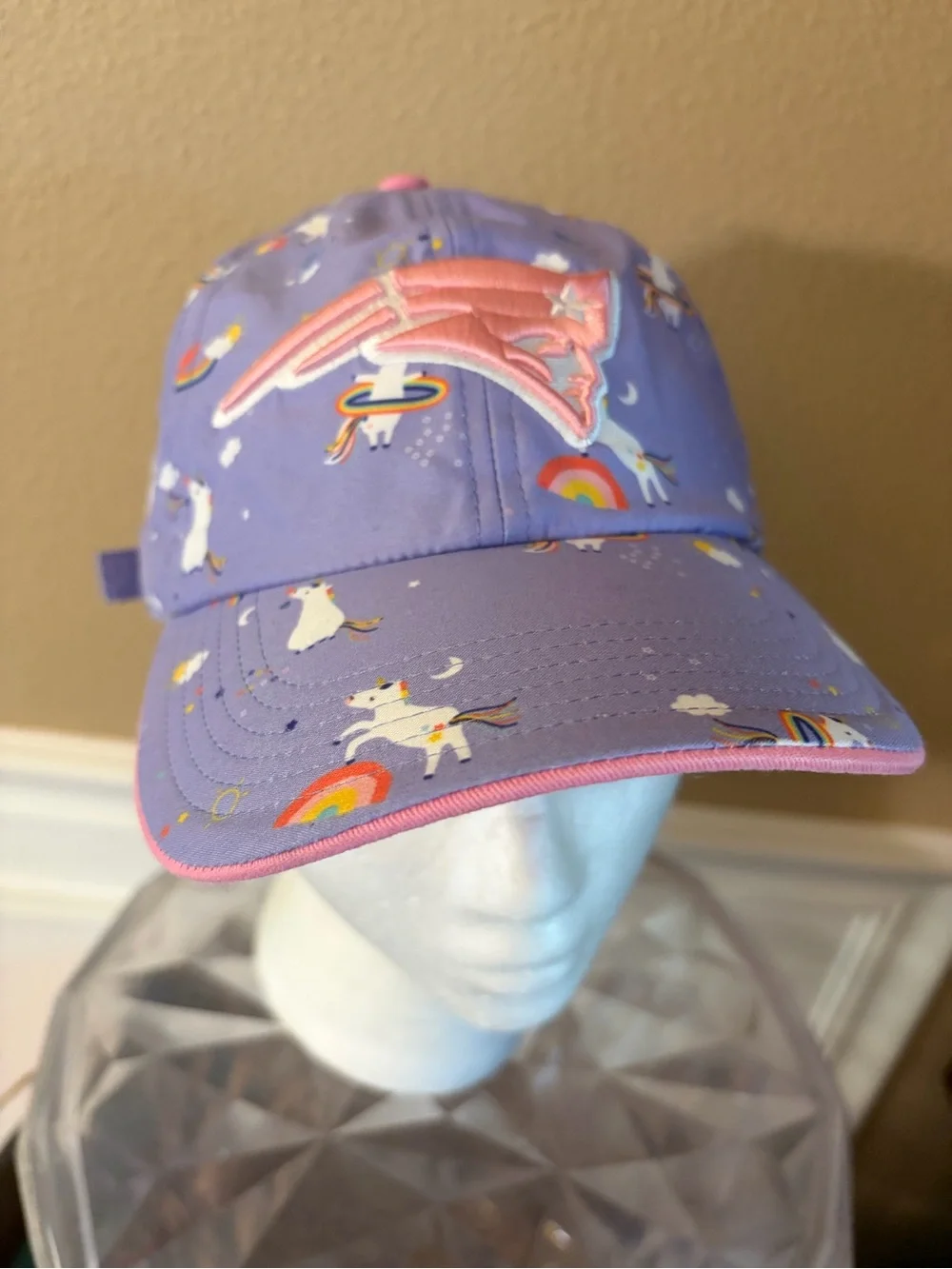 Girls 47 Embroidered England Patriots Purple Unicorn Hat Adjustable